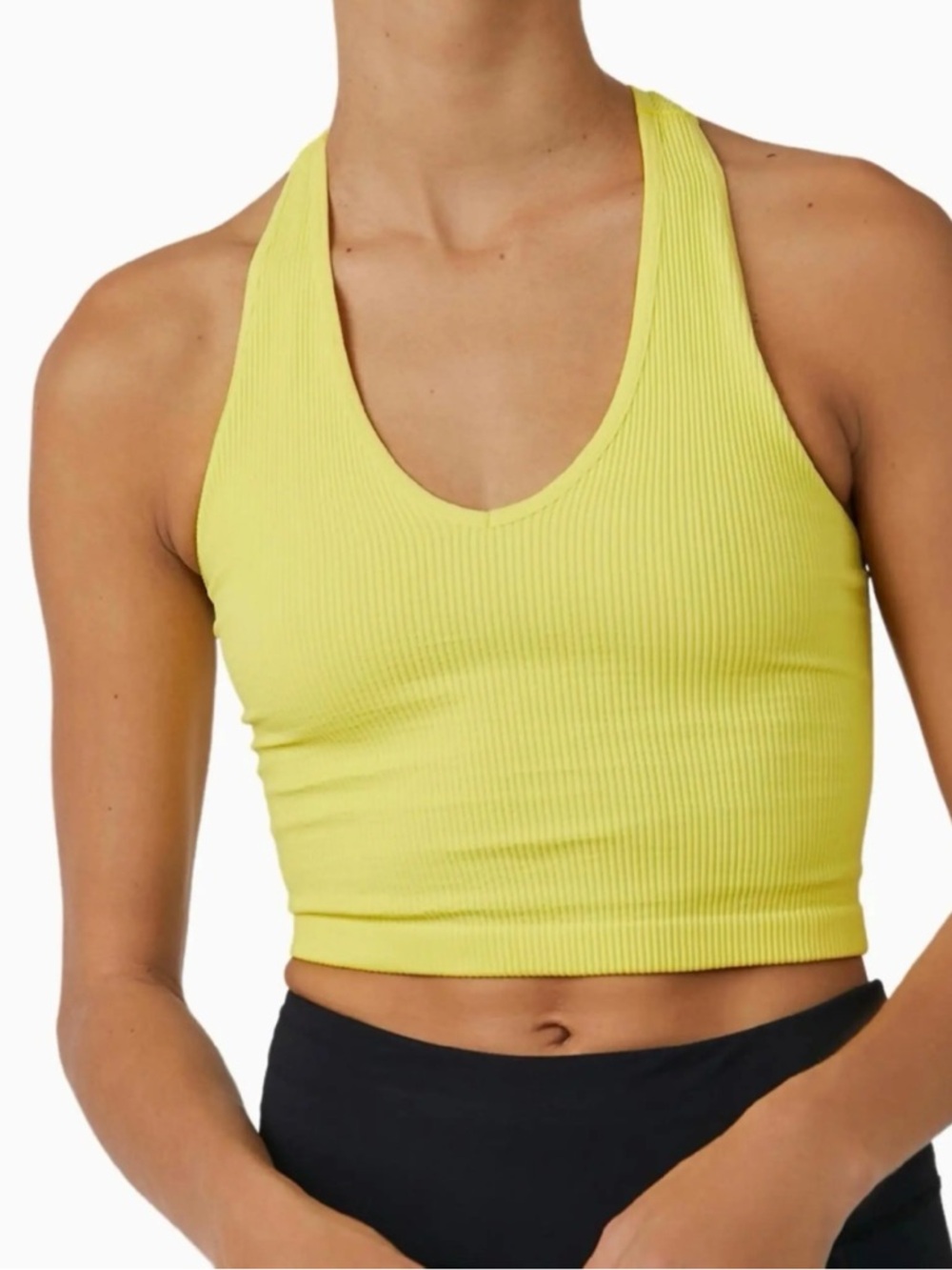Free People FP Movement Free Throw Ribbed Crop Tank Yellow Women’s M